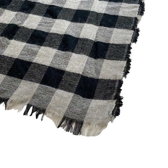 Wilfred Free Black & Grey Buffalo Plaid Wool Blanket Scarf - Picture 3 of 9